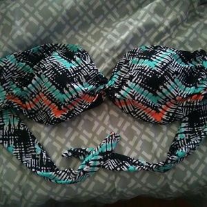 Converse bandeau tie back swim top XL