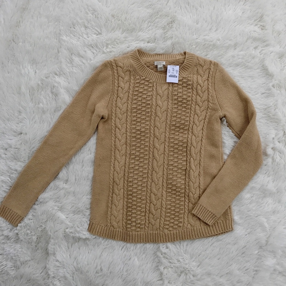 NWT J. Crew Tan Cable Knit Sweater