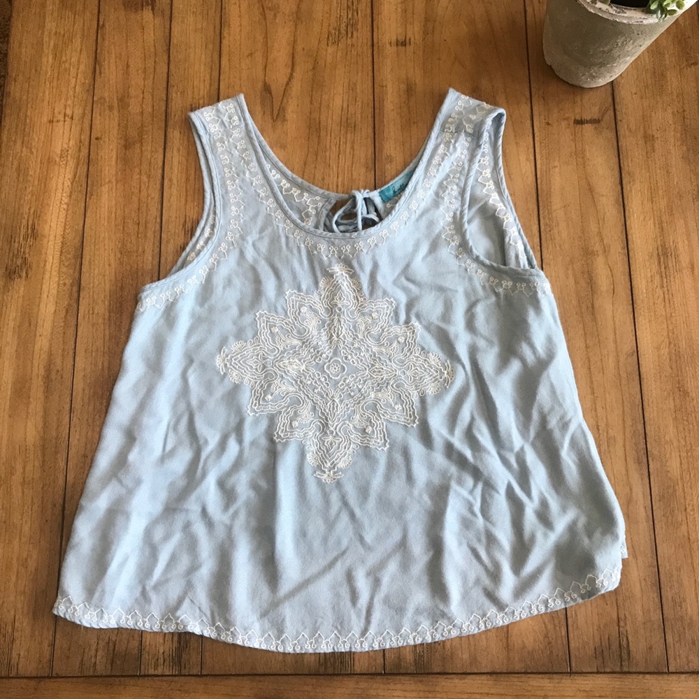 Blue Rain Baby Blue Floral Inprint Top