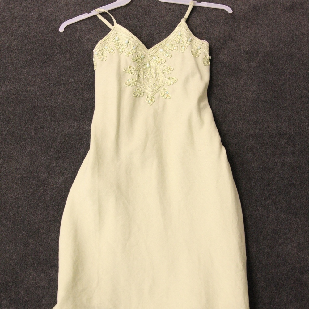 Linen Light Green Summer Dress with Lining