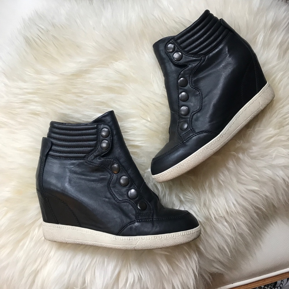 Ash Blade Laceless Napa Wedge Sneaker Black