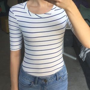 NWOT Topshop white and blue bodysuit