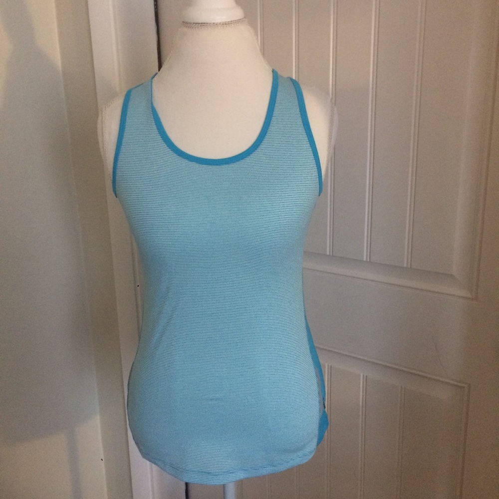 RBX aqua and white striped workout tank