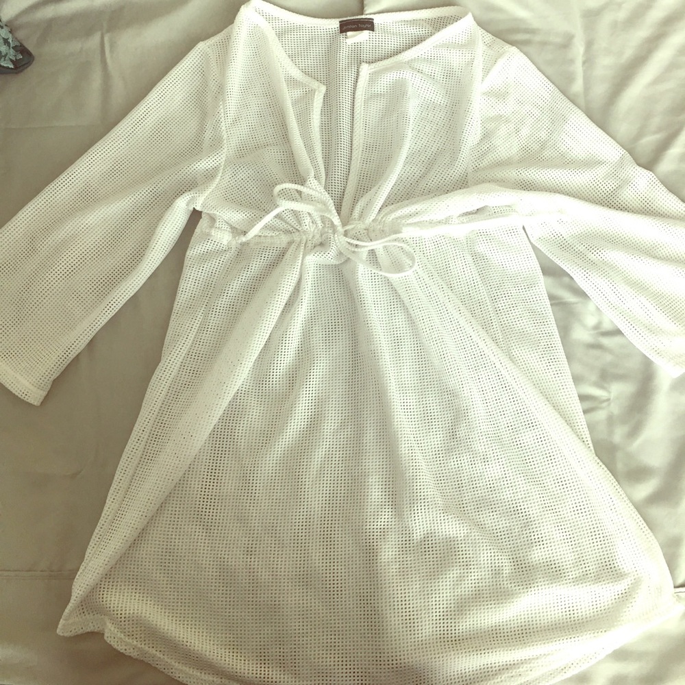 White swim suit cover up