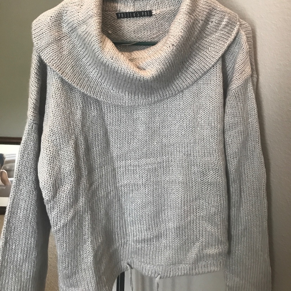 Grey potters pot tie waist sweater