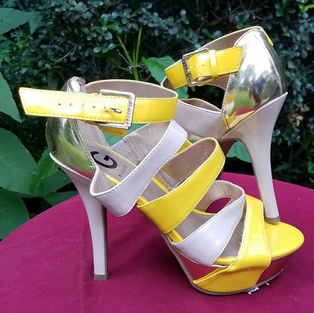 G by Guess strappy patent leather heels