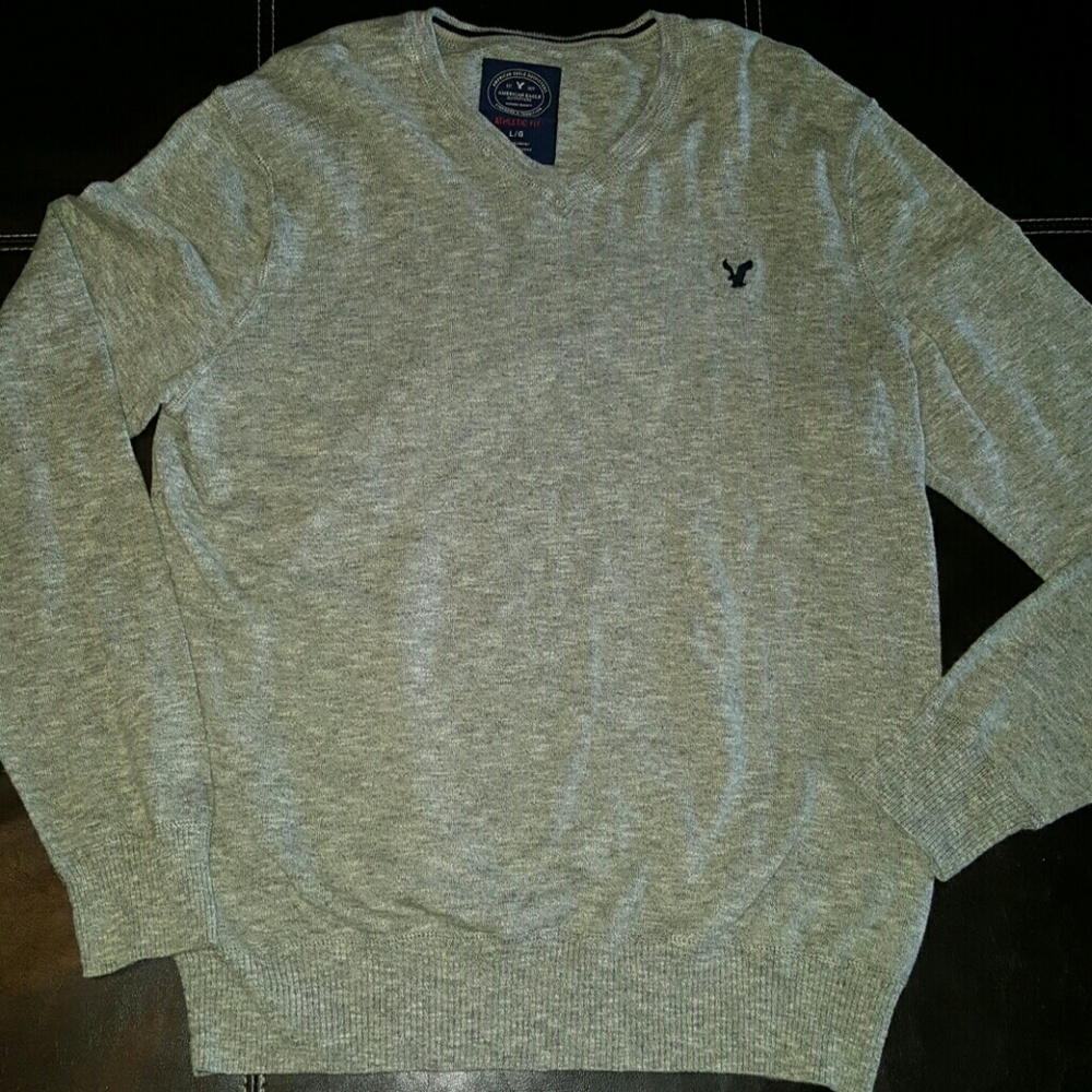 Mens AE grey Sweater long sleeve shirt atletic fit - Picture 6 of 6