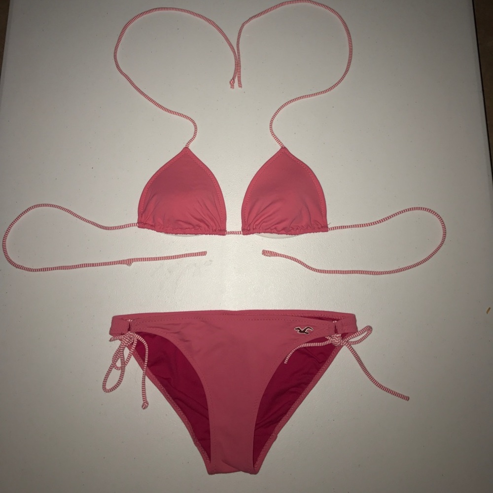 Women's Pink Hollister Bikini Top and Bottom