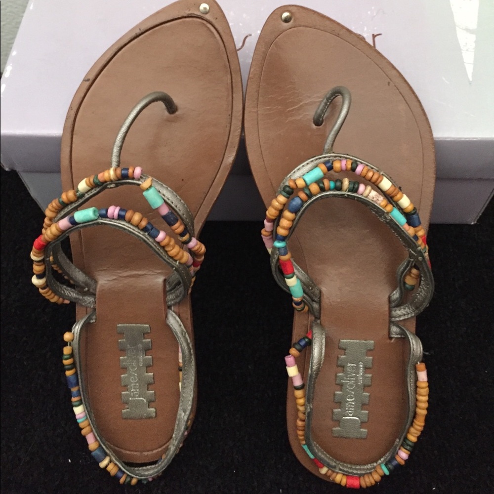 James Oliver Hippie Beaded Boho Flat Sandals