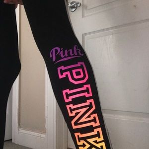 VS PINK striped logo leggings