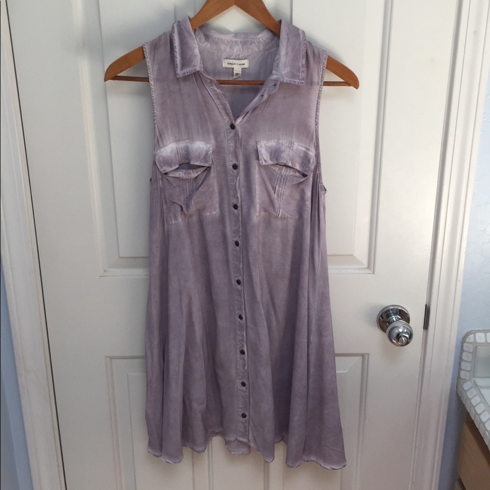 Silence + Noise Dusty Lavender Button Dress