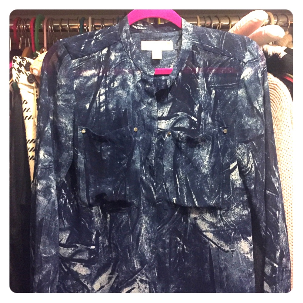 Michael Kors Long Leeeve Blue Button up Shirt