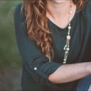 Pearl/crystal layered necklace
