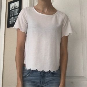 Topshop- White Scalloped Blouse