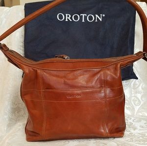 OROTON Brown Leather Hobo Handbag