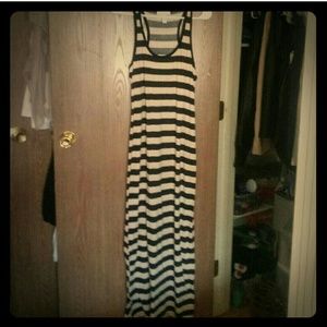 NEW, SZ LARGE-MED. TAN & BLACK COTTON DRESS