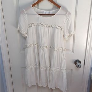 Alice & uo White Babydoll Dress with Embroidery