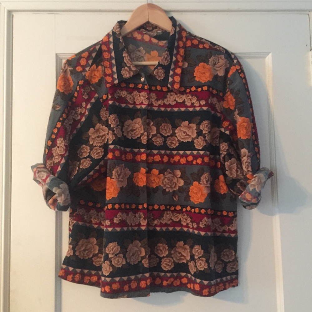 Floral patterned button up shirt