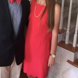 J.Crew Scalloped Red Shift Dress