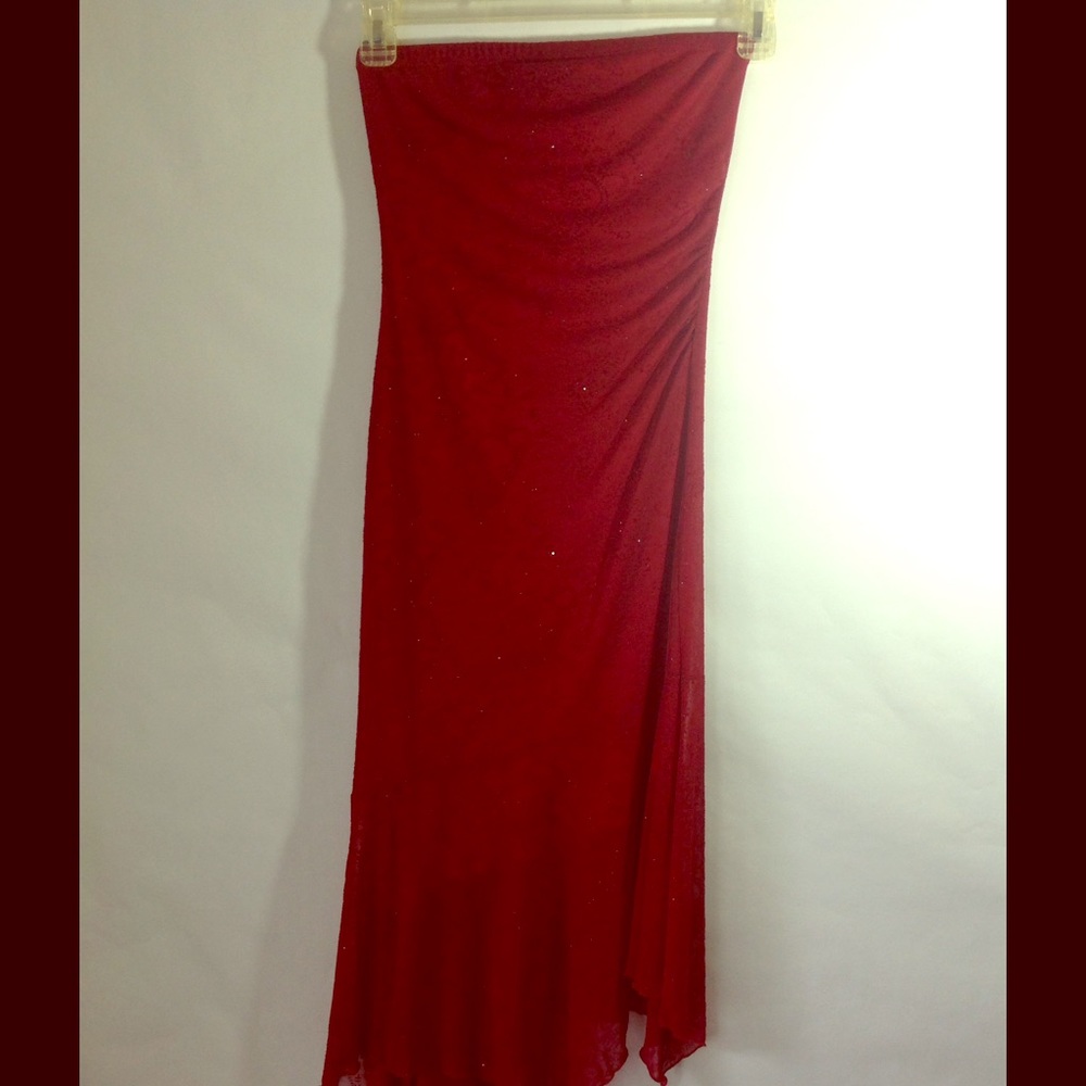 FOREVER 21 Strapless Red Dress Velvet Design Small