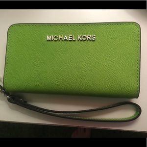 Green Michael Kors Jetset Wristlet