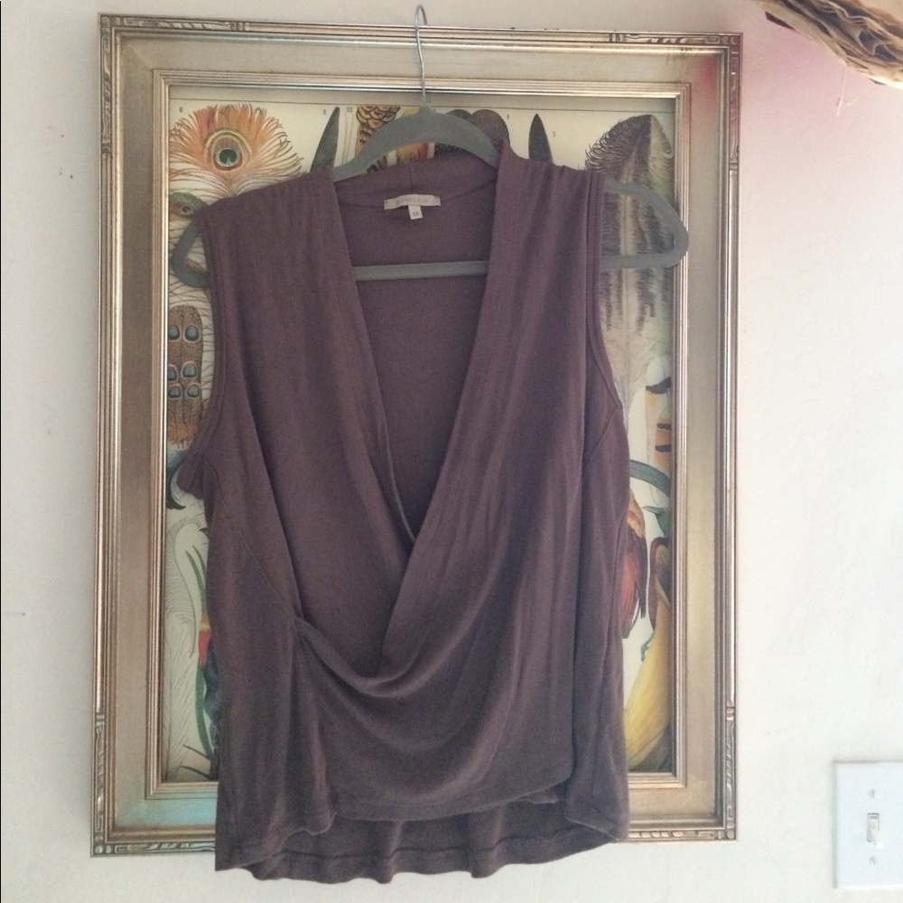 Anthropologie Bordeaux Chocolate cross front top
