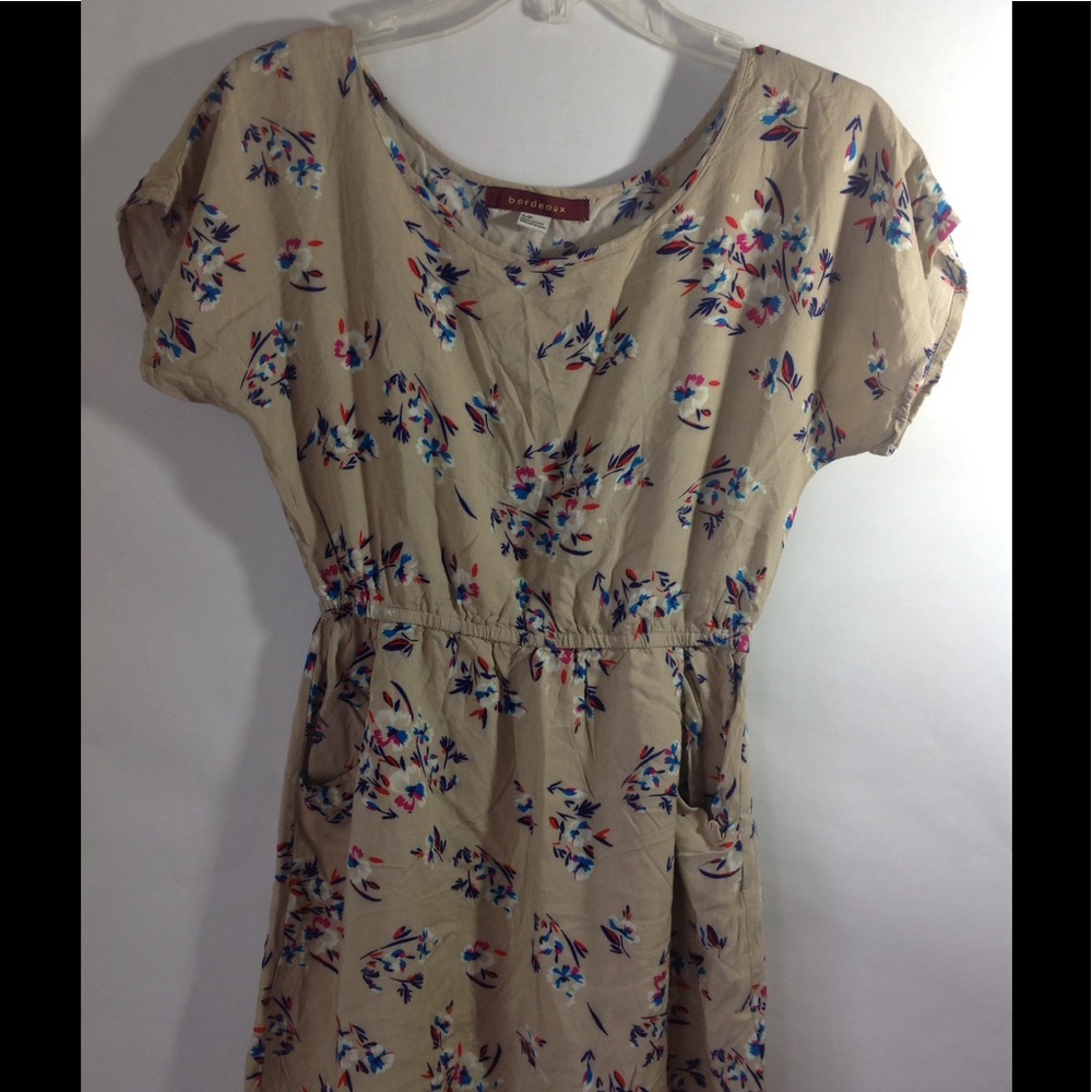 Bordeaux Shirt Dress High Waist Pockets Size S/P