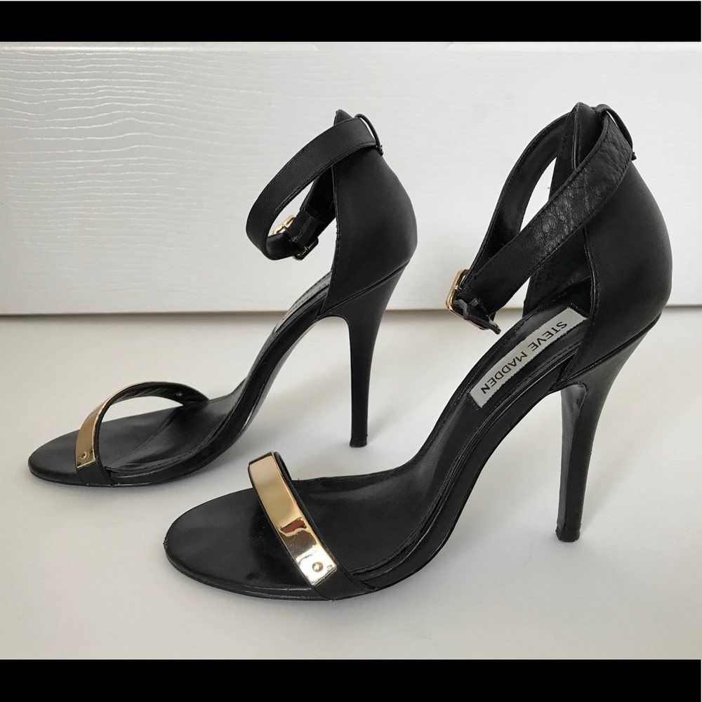 Steve Madden - Black with Gold Minimalist Sandals