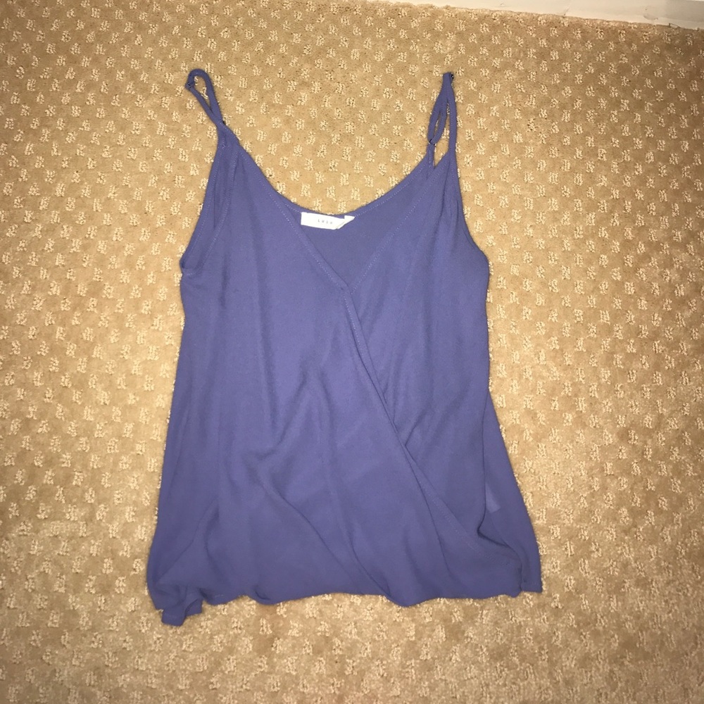 Lush Lavender/Hot Pink Wrap Tank Top Blouse