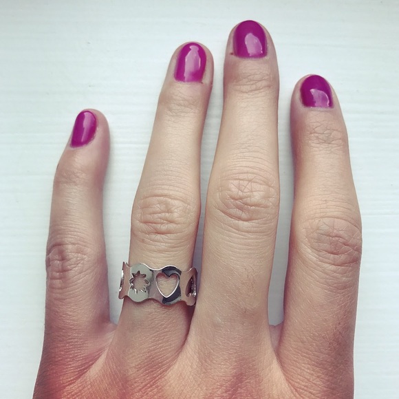 Vintage Jewelry - Vintage silver cut-out moon, stars & hearts ring