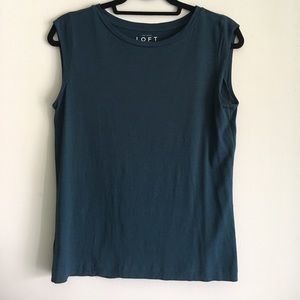 LOFT forest-green sleeveless top