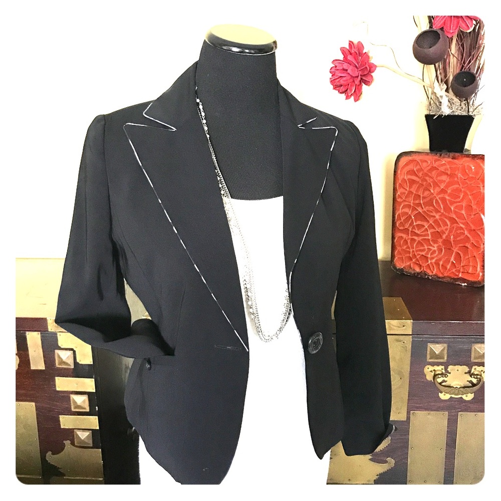 Black Blazer with Gray Piping