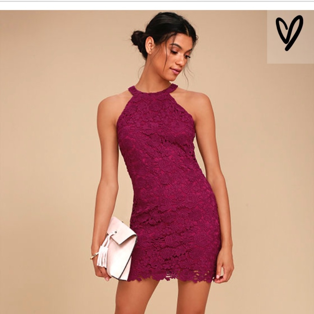 NWT Lulus fuchsia lace dress large