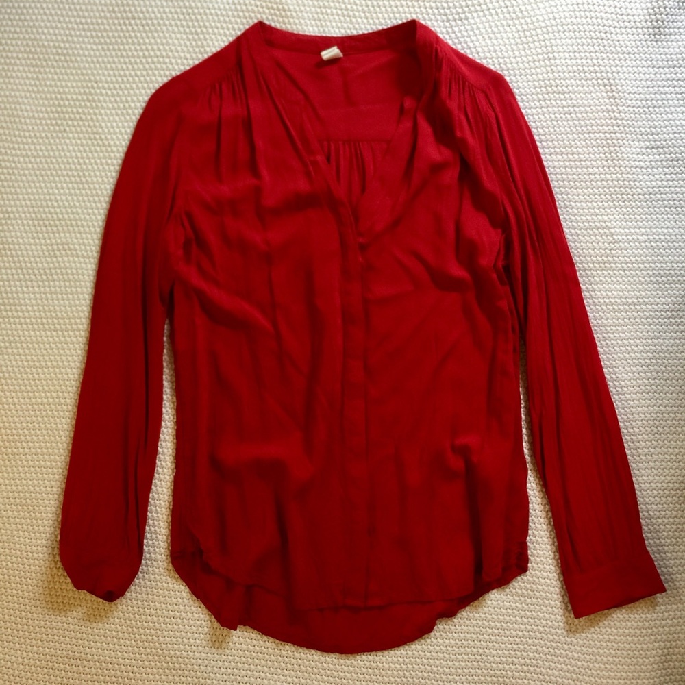 Old Navy red long sleeve rayon blouse