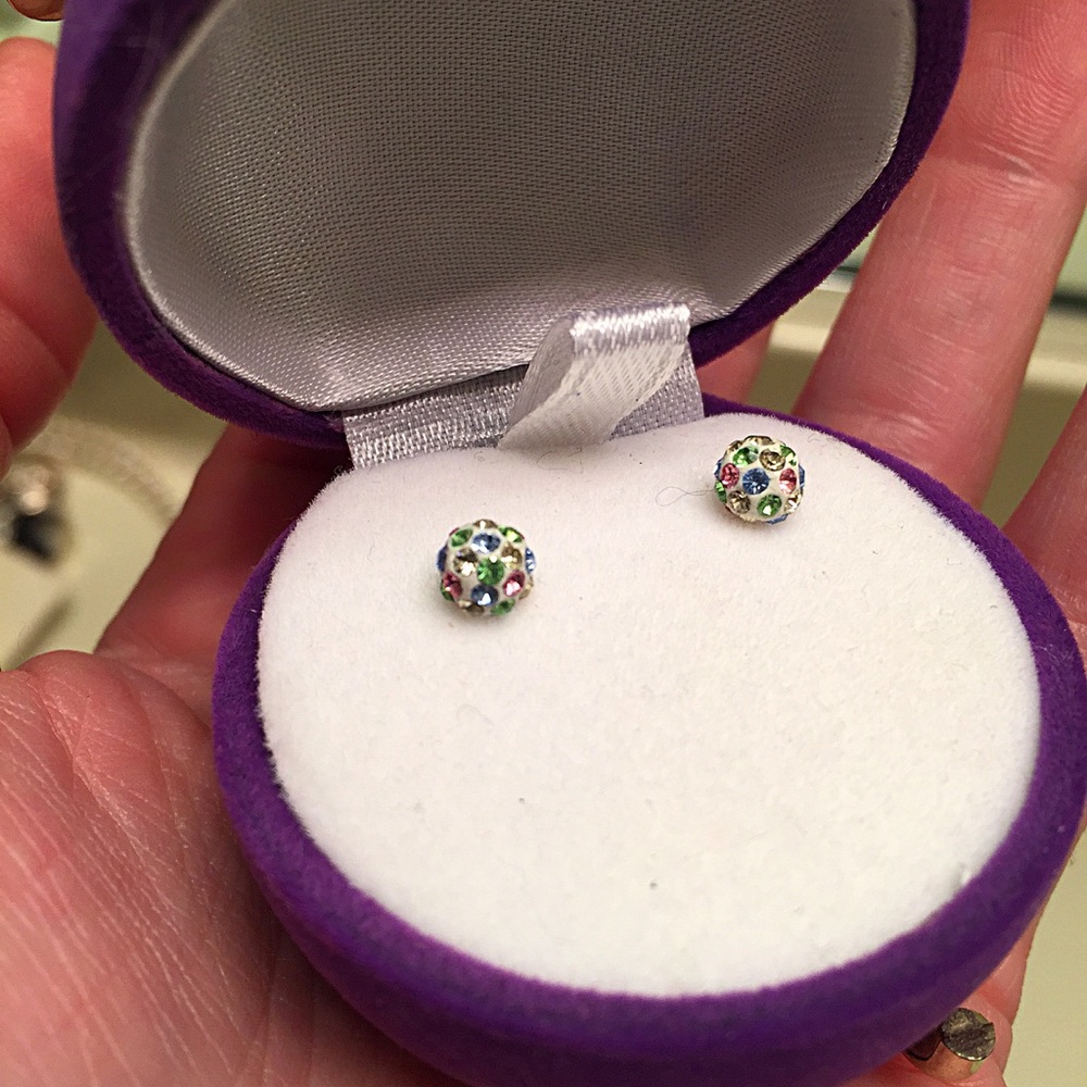 NEW 14 K gold and rainbow crystal earrings