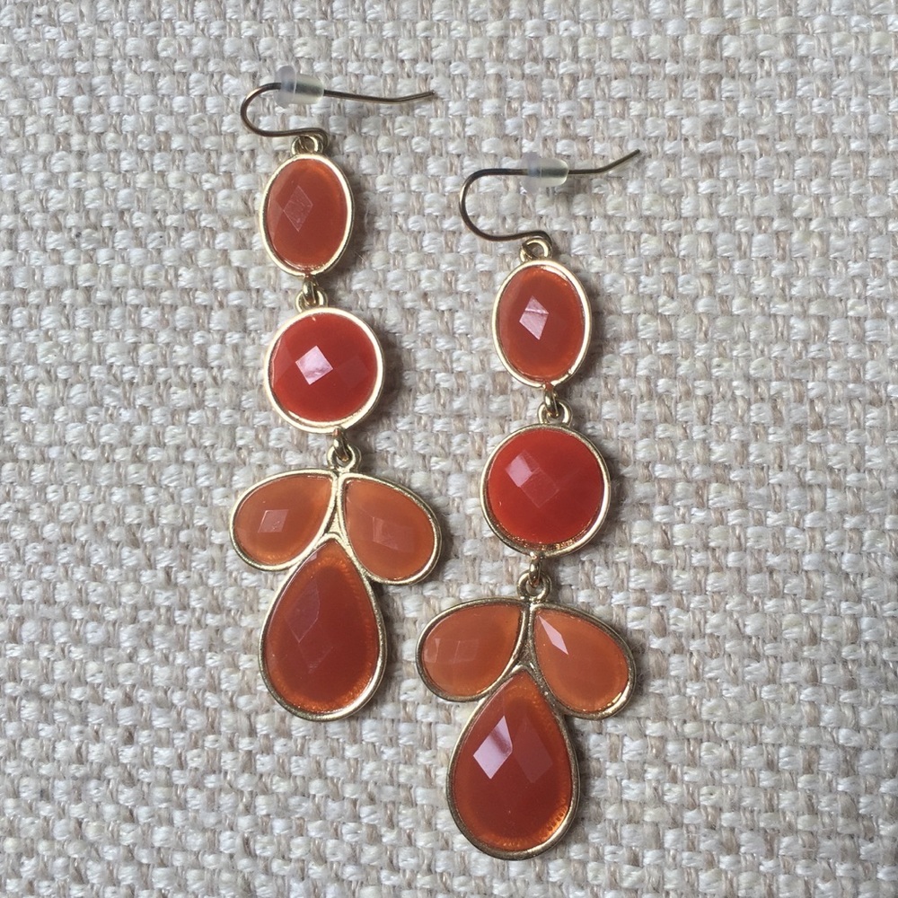Orange stone pendant earrings
