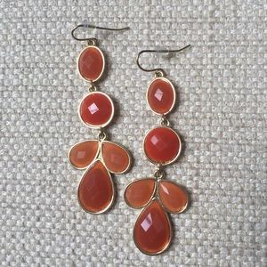 Orange stone pendant earrings