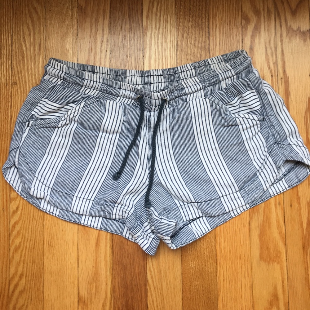 Navy & white striped beach shorts