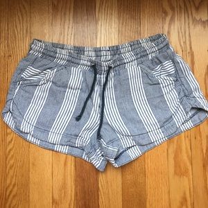 Navy & white striped beach shorts