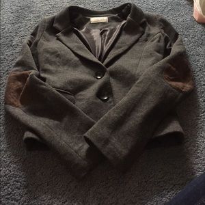 Grey Blazer with Brown Elbow Patches