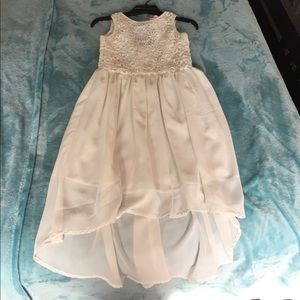 White / lace , high low girls dress