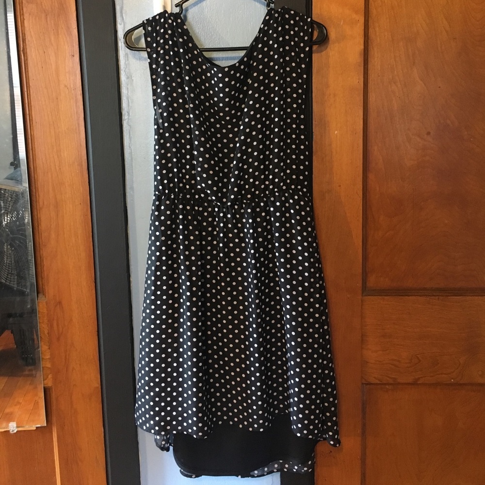 Black and white polka dotted dress