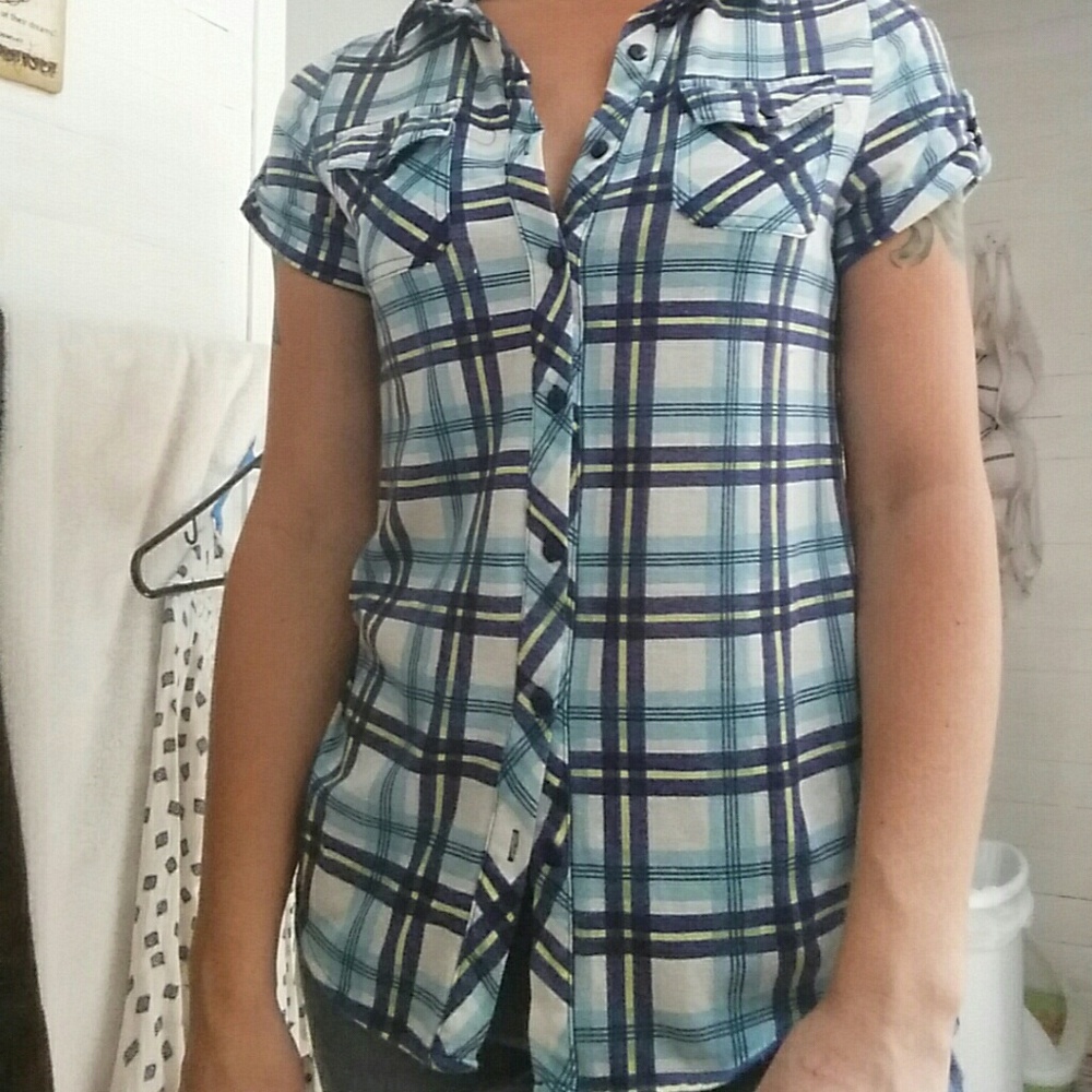 Blue Plaid Top