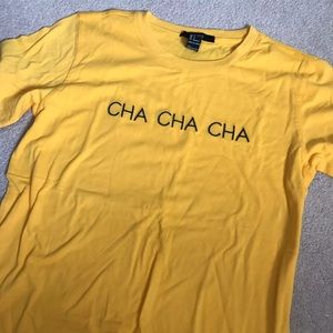 yellow graphic tee