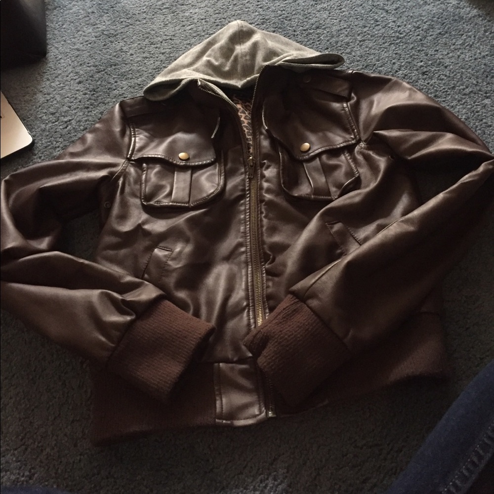 Brown Faux Leather Jacket