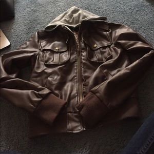Brown Faux Leather Jacket