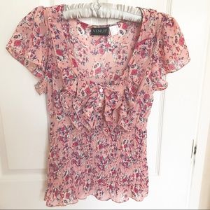 Sweet & Lovely Floral Blouse with Flutter Sleeves