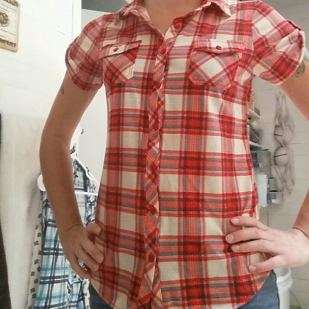 Red Plaid Button Up