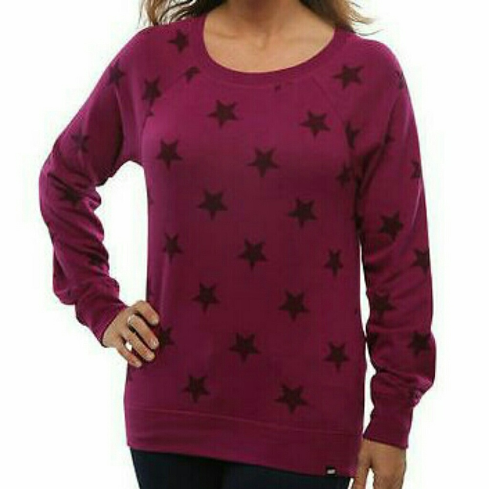 Vans stars crewneck sweater sweatshirt pullover fleece warm small burgundy
