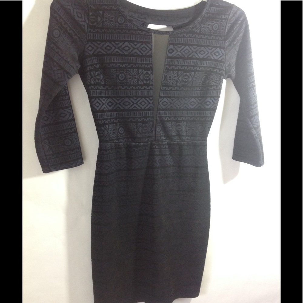 Dark Blue Dress Peekaboo Sexy 3/4 Sleeve Size S